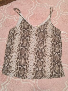 Japna Snake-Print Spaghetti Strap Cami in Brown and Cream Small